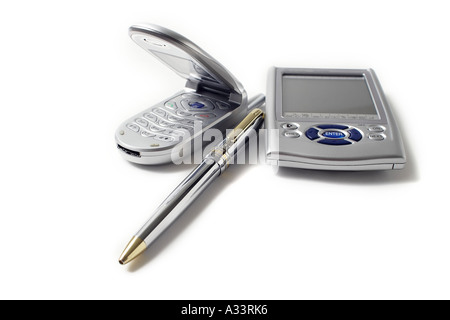 Ensemble d'outils de communication sur fond blanc Banque D'Images