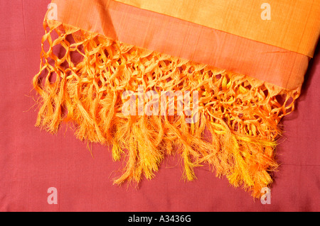 Sari HANDLOOM WEAVERS DE BALARAMAPURAM HANDLOOM POUR PRÈS DE TRIVANDRUM Banque D'Images