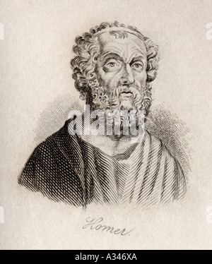 Homer, c.900 c.850 - BC. Poète de la Grèce antique. Gravée par J W Cook Banque D'Images
