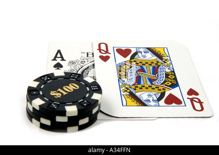 Cartes et des jetons de poker Banque D'Images