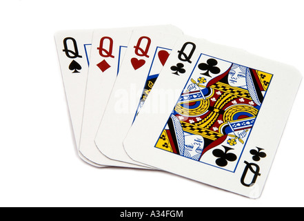 L'un des plus élevés des mains de poker, le Four Queens Banque D'Images