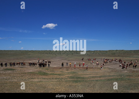 Little Bighorn Custer battle re adoption Crow Agency atterrit près Hardin Montana USA Banque D'Images