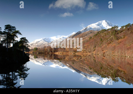 Réflexions de miroir sur un Mheadhain calme Loch Beinn Glen Affric Inverness-shire. XPL 4502-425 Banque D'Images