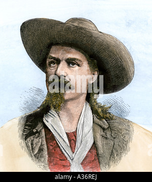 William Frederick Cody connu sous le nom de Buffalo Bill. À la main, gravure sur bois Banque D'Images