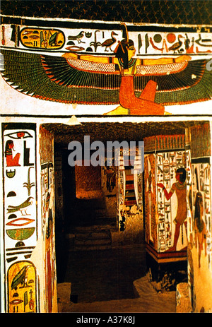 Luxor Egypte Peinture de Maat Dame de la vérité et de l'ordre dans la tombe de Nefertari Banque D'Images