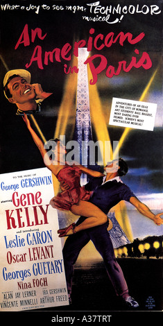 Une AMÉRICAINE À PARIS affiche pour 1951 encore de MGM avec Gene Kelly Banque D'Images