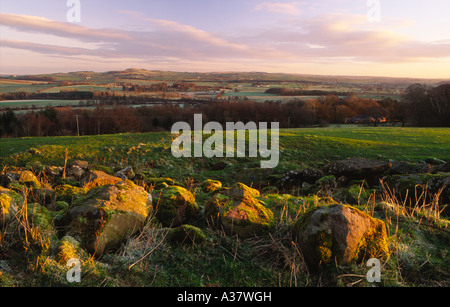 À l'échelle du paysage de l'Annandale au lever du soleil près de la repentance Tower Scotlland UK Banque D'Images