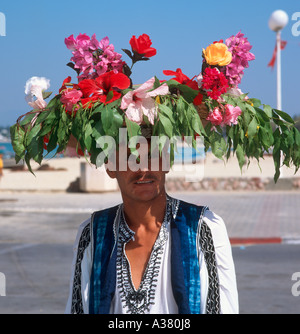 Marchande de fleurs, Hammamet, Tunisie, Afrique du Nord Banque D'Images