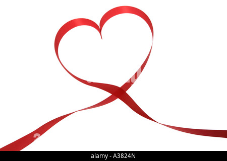 Ruban rouge en forme de coeur Banque D'Images