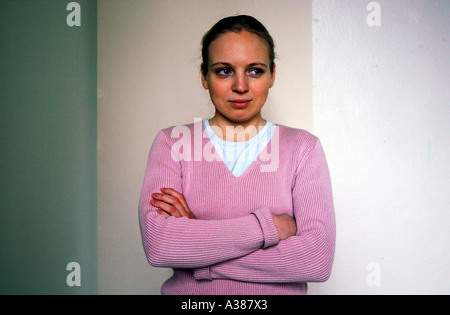 Julia 28 études au collège dans la ville de Narva avec la plus grande minorité russe dans l'Union européenne depuis le 1er mai 2004 Banque D'Images