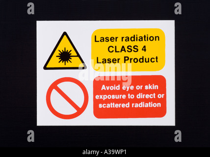 Rayonnement laser classe 4 de l'étiquette d'avertissement Banque D'Images