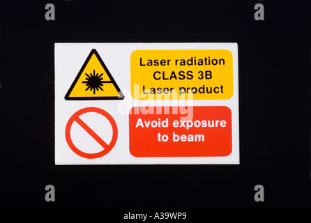 Le rayonnement laser de Classe 3B de l'étiquette d'avertissement Banque D'Images