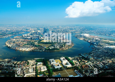 Isle of Dogs Canary Wharf Millenium Dome et de Greenwich Banque D'Images