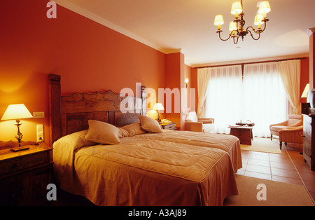 Hotel Sant Ferriol, chambre d'hôtel, besalu, costa brava, Catalogne, Espagne Banque D'Images