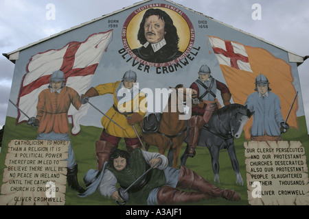 Oliver Cromwell loyalist wall mural shankill road Belfast, Irlande du Nord Banque D'Images