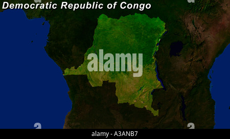 Image satellite de la République démocratique du Congo a souligné Banque D'Images