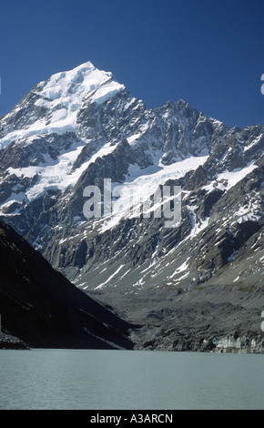 Lac et glacier du Mt Cook (Aoraki) Alpes du Sud Mt Cook National Park canterbury ile sud Nouvelle Zelande Banque D'Images