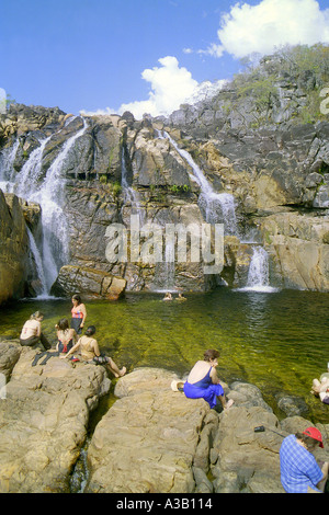 Comme Carioquinhas chute d'eau dans la région de Parque Nacional da Chapada dos Veadeiros Banque D'Images