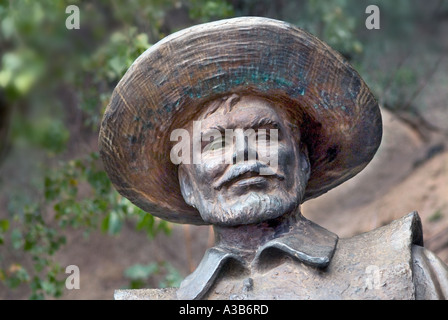 Close up de face d'une statue d'acolyte de Sancho Panza Don Quichotte Banque D'Images