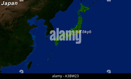 Image satellite du Japon avec Tokyo mis en évidence Banque D'Images