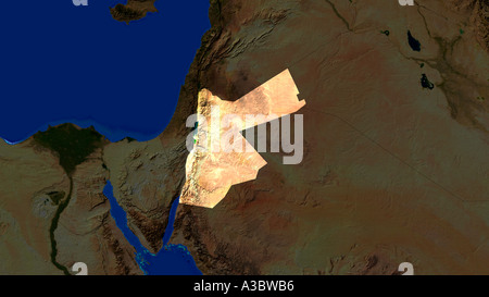 Image satellite de la Jordanie a souligné Banque D'Images