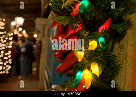 La veille de Noël d'arriver à Albuquerque au Nouveau Mexique la vieille ville. Banque D'Images