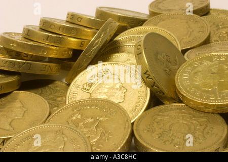 Pile de pièces Livre britannique Banque D'Images