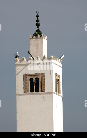 Minaret de la mosquée de Sidi Bou Said ville, Tunisie Banque D'Images