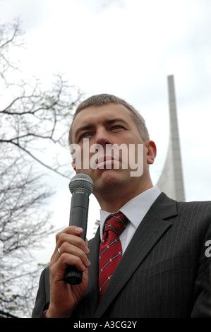 Roman Giertych, Ligue des familles polonaises, chef de parti, au cours de la manifestation des sympathisants LPR, Varsovie 2006 Banque D'Images