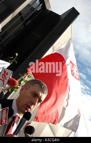 Roman Giertych, Ligue des familles polonaises, chef de parti, au cours de la manifestation des sympathisants LPR, Varsovie 2006 Banque D'Images