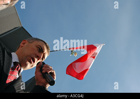 Roman Giertych, Ligue des familles polonaises, chef de parti, au cours de la manifestation des sympathisants LPR, Varsovie 2006 Banque D'Images