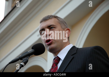 Roman Giertych, Ligue des familles polonaises (LPR) chef de parti, au cours de la manifestation des sympathisants LPR en 2006 Banque D'Images