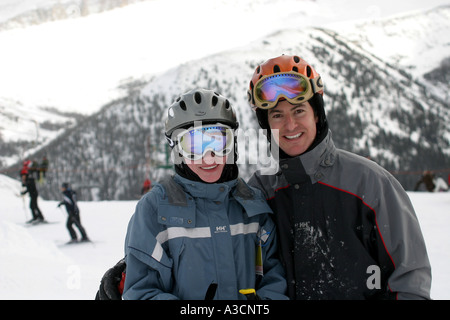 Ski dans les Rocheuses canadiennes Banque D'Images