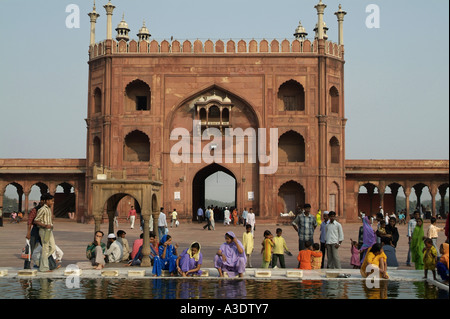 Entrée de la mosquée Jami Masjid Delhi en Inde Banque D'Images