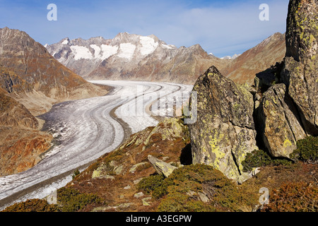 Glacier d'Aletsch, Valais, Suisse Banque D'Images