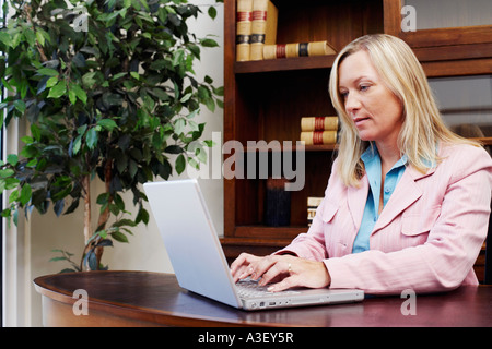 Businesswoman working on a laptop Banque D'Images