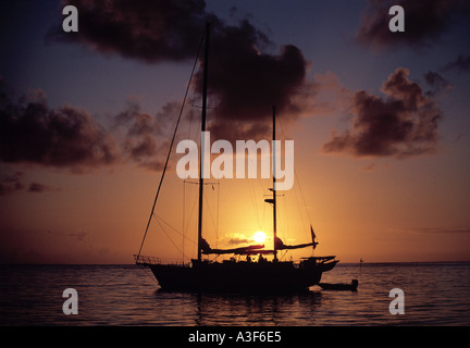 Location de silhouette sur le coucher du soleil Banque D'Images