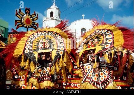 Philippines, Aklan, Kalibo, danseuse au festival, Ati Atihan Banque D'Images