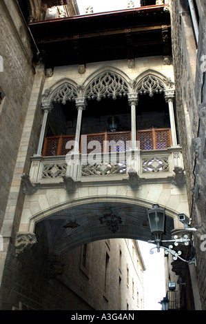 Barrio Gotico gothique de la Calle del Bisbe à Barcelone Calle del Bisbe Banque D'Images