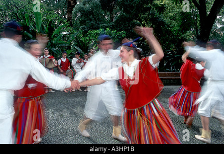 Groupe de danse Folcloric Camacha Camacha, pour les touristes, l'île de Madère, Portugal, Europe Banque D'Images