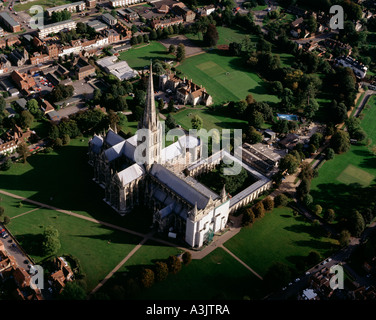 La cathédrale de Salisbury Wiltshire UK Vue aérienne Banque D'Images