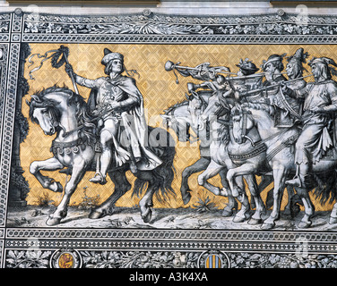 Ausschnitt aus dem Fuerstenzug am Langen Gang à Dresden Banque D'Images
