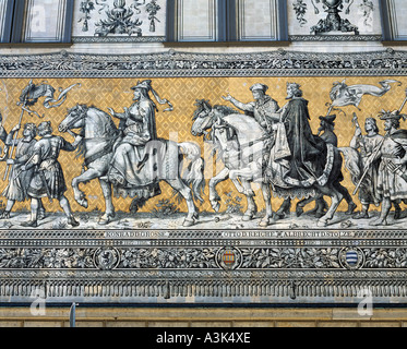 Ausschnitt aus dem Fuerstenzug am Langen Gang à Dresden Banque D'Images