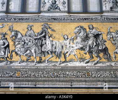 Ausschnitt aus dem Fuerstenzug am Langen Gang à Dresden Banque D'Images