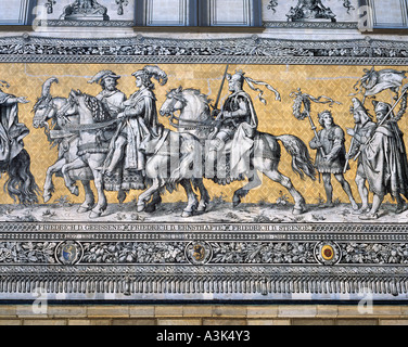 Ausschnitt aus dem Fuerstenzug am Langen Gang à Dresden Banque D'Images