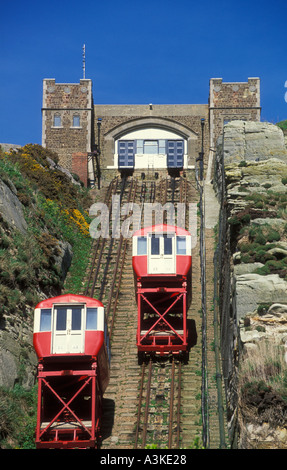 East Hill Cliff Railway East Hill ascenseur funiculaire cliff beach railway à Hastings East Sussex England GB UK EU Europe Banque D'Images