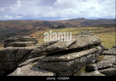 Vue depuis Hound Tor à Rock en Haytor à Dartmoor National Park Devon, Angleterre Banque D'Images