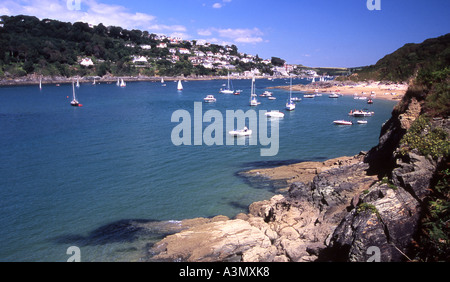 Mill Bay et le port de Salcombe vu de l'Biddlehead Point Banque D'Images