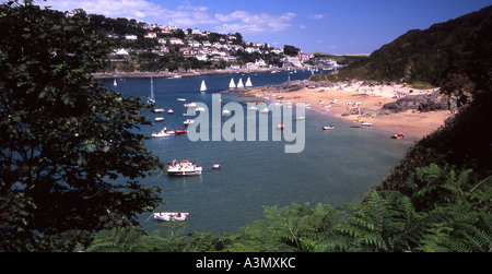 Mill Bay et le port de Salcombe vu de l'Biddlehead Point Banque D'Images