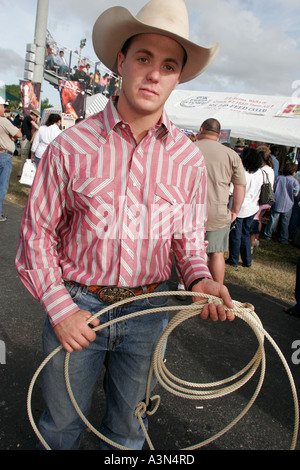 Miami Florida,Homestead,championnat de rodéo,cowboy,corde,lasso,homme hommes,chapeau,style de vie,FL060130486 Banque D'Images